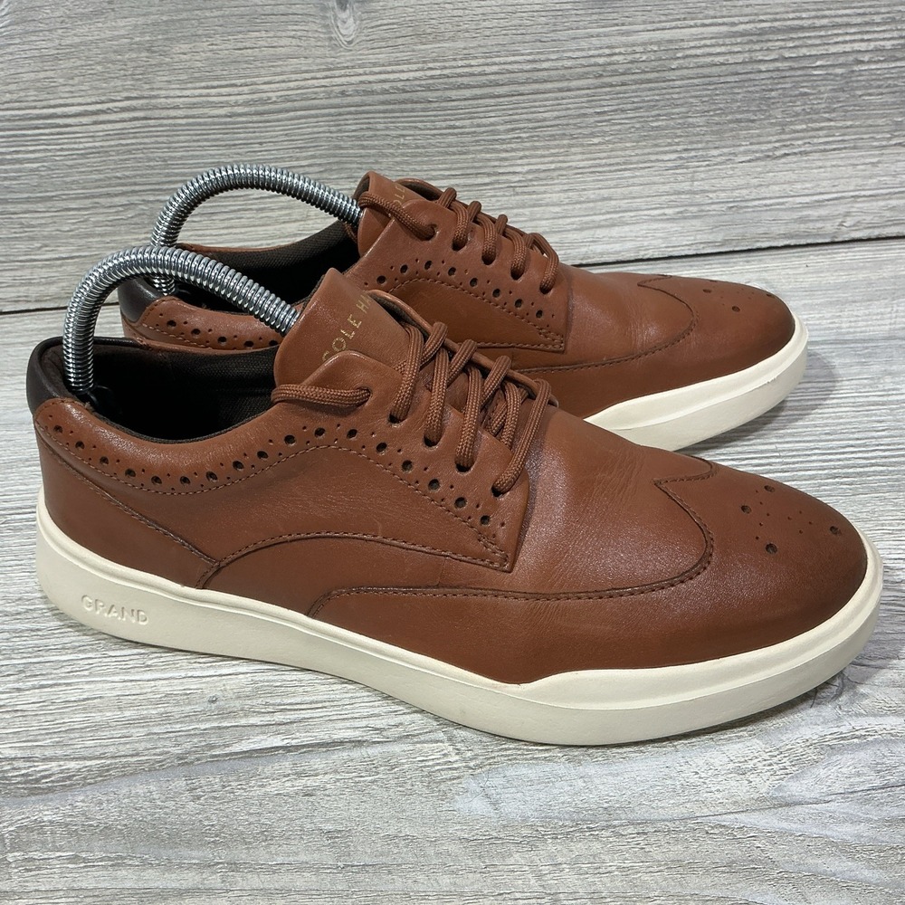 Cole Haan Grand Crosscourt Wingtip Sneakers C35974 Shoes Tan Mens Size 7.5 M